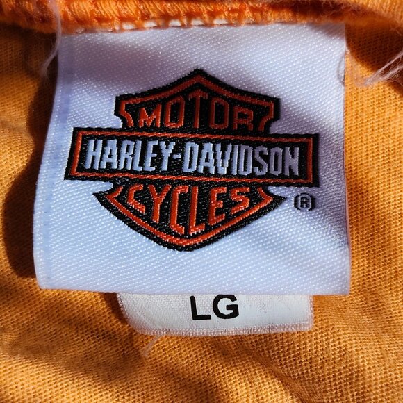 HARLEY DAVIDSON New York t-Shirt Women's Size Large Orange V Neck - Picture 5 of 6